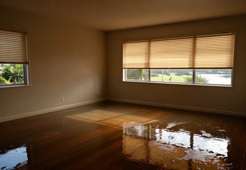 Water-damaged office in Wetherill Park before drying